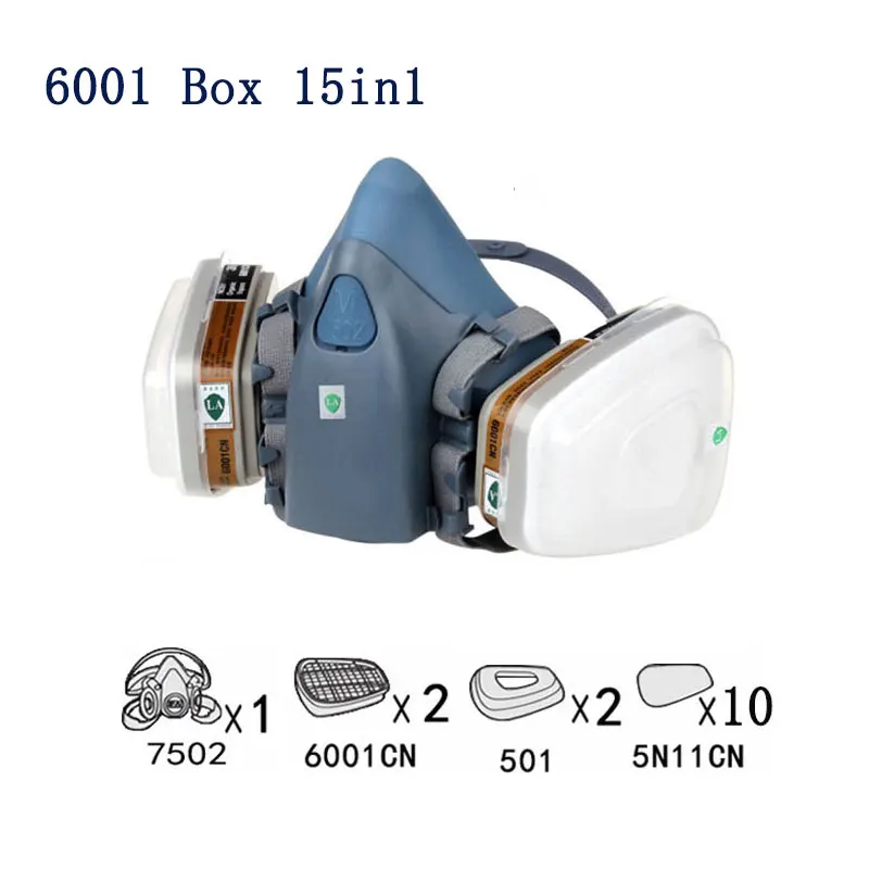 7502 Half Mask Dust Gas Mask 7502 Respirator Chemical Paint Spray Pesticide Filter Widely Use Protection