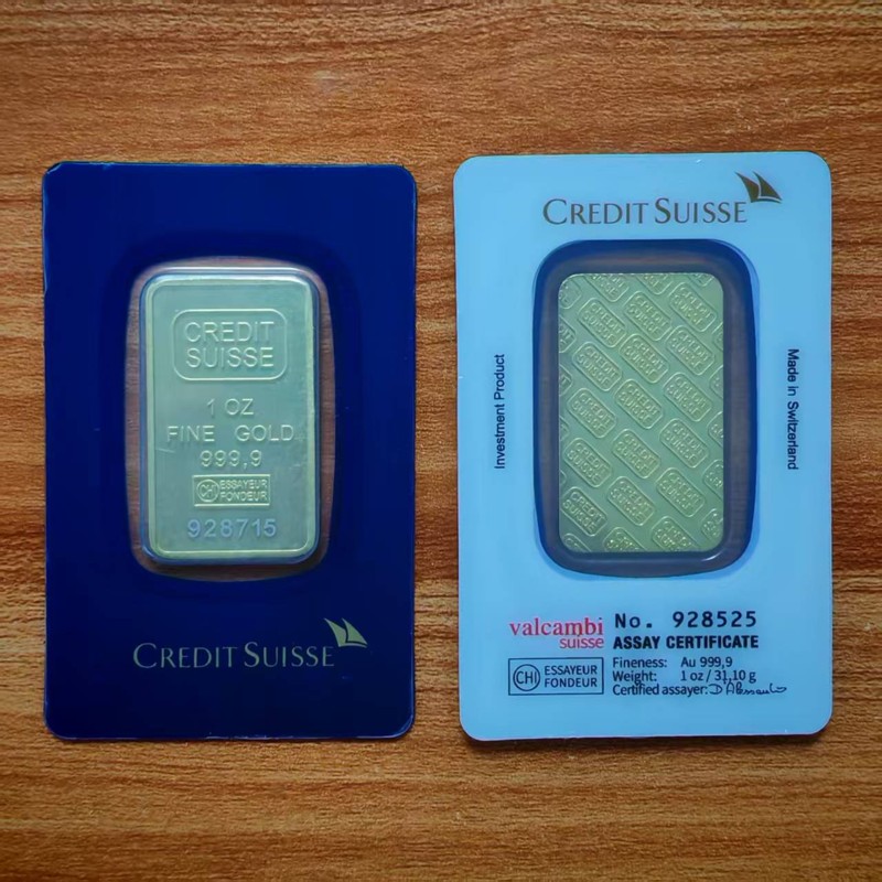 1~10pcs 1:1 Original 1oz Copy Swiss Gold Bar Brass Gold Plated Gold Bullion With different Serial Numbers