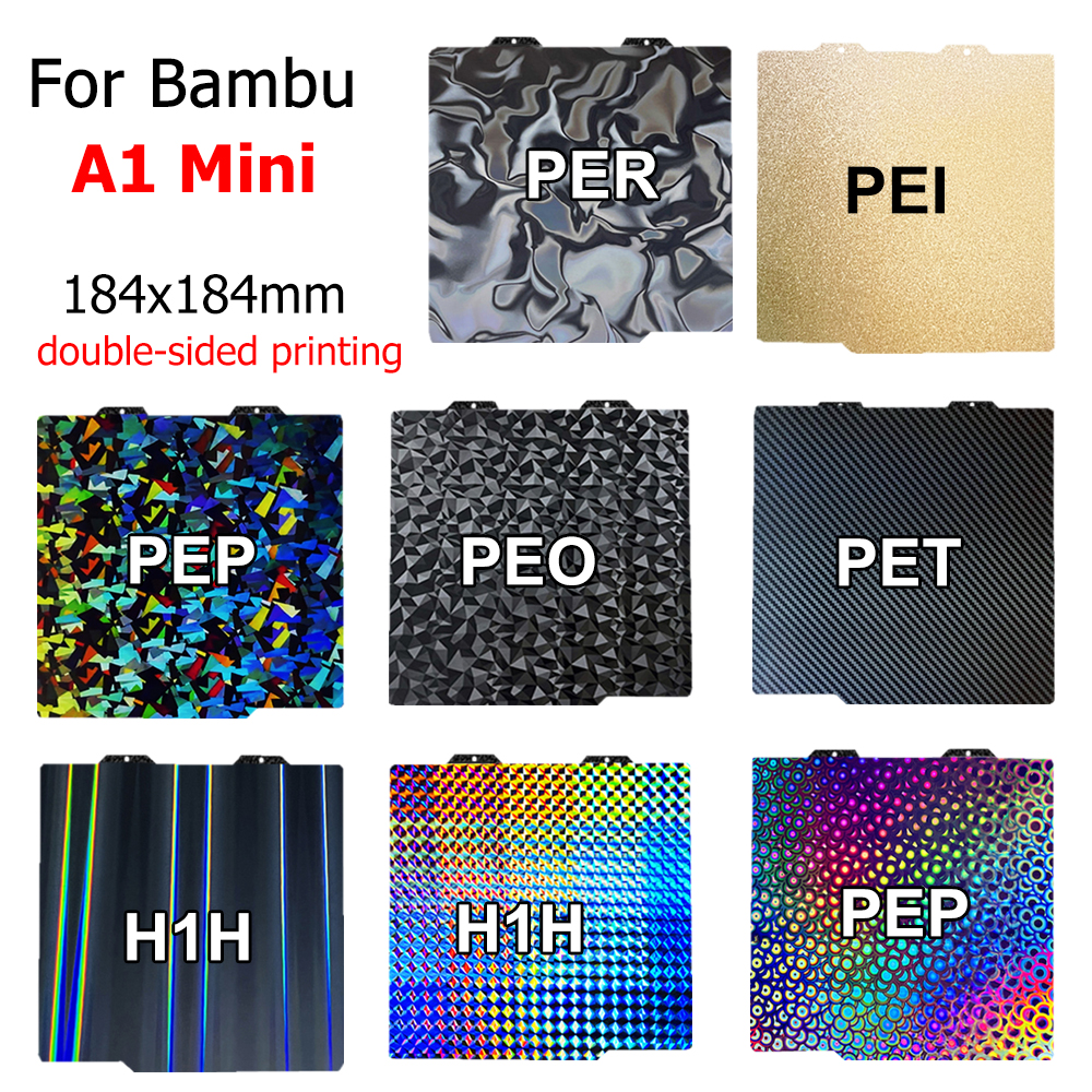 For Bambu Lab A1 Mini Build Plate 184x184mm PEI Sheet Smooth PEO PET PEY Spring Steel Sheet Parts for Bambulab A1-Mini PEI Plate