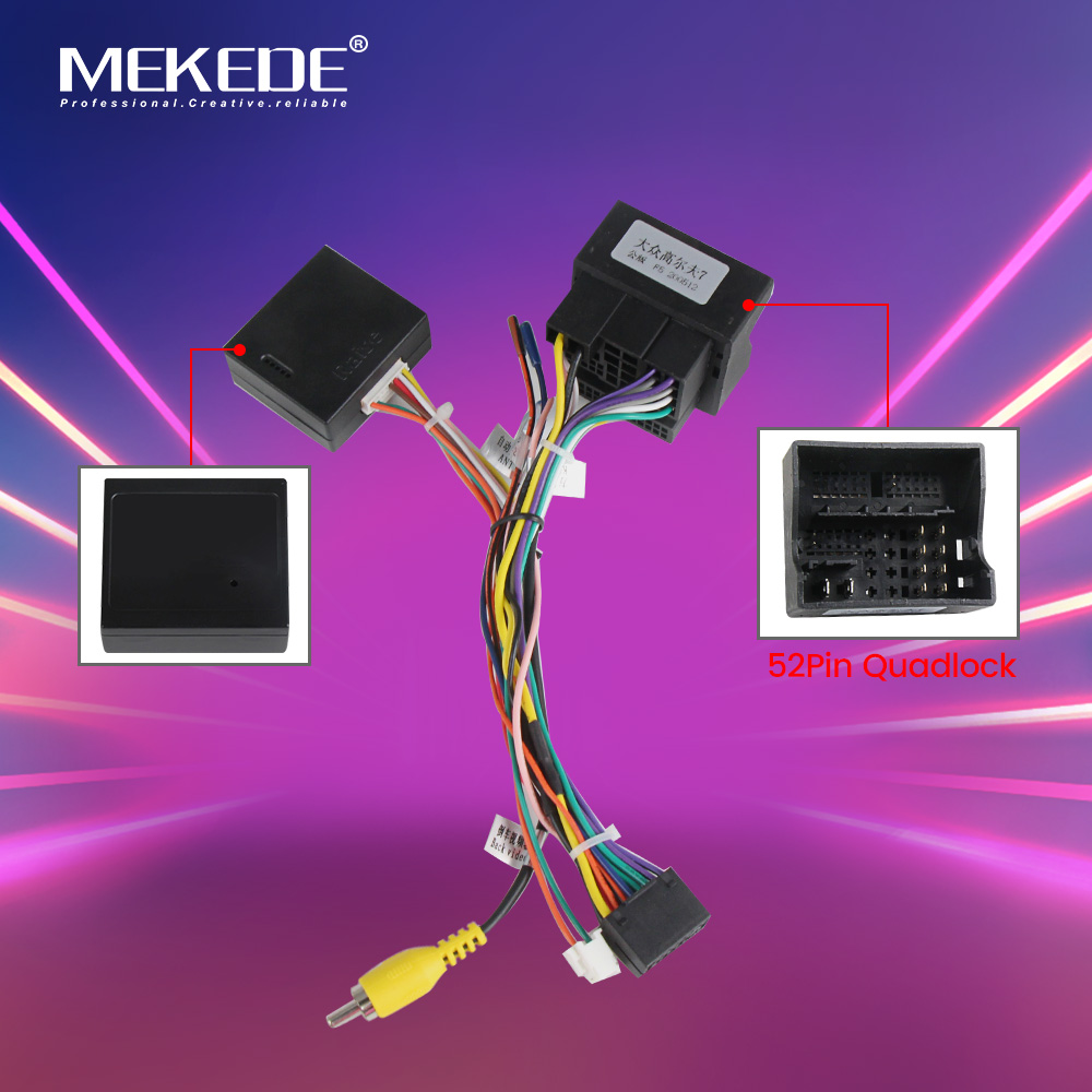 MEKEDE 40/52pin Wiring Harness Adapter CAN Bus Decoder For VW Golf Jetta Polo Seat Leon Skoda Car GPS Radio Multimedia Player
