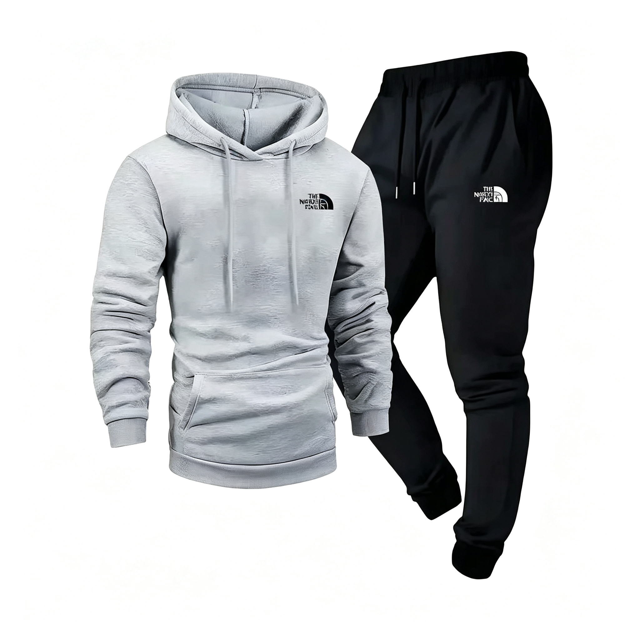 Men's Autumn and Winter Pattern Casual Two-Piece Set Hooded Sweatshirt and Pants with Pockets Regular Fit Outdoor Sport Suit