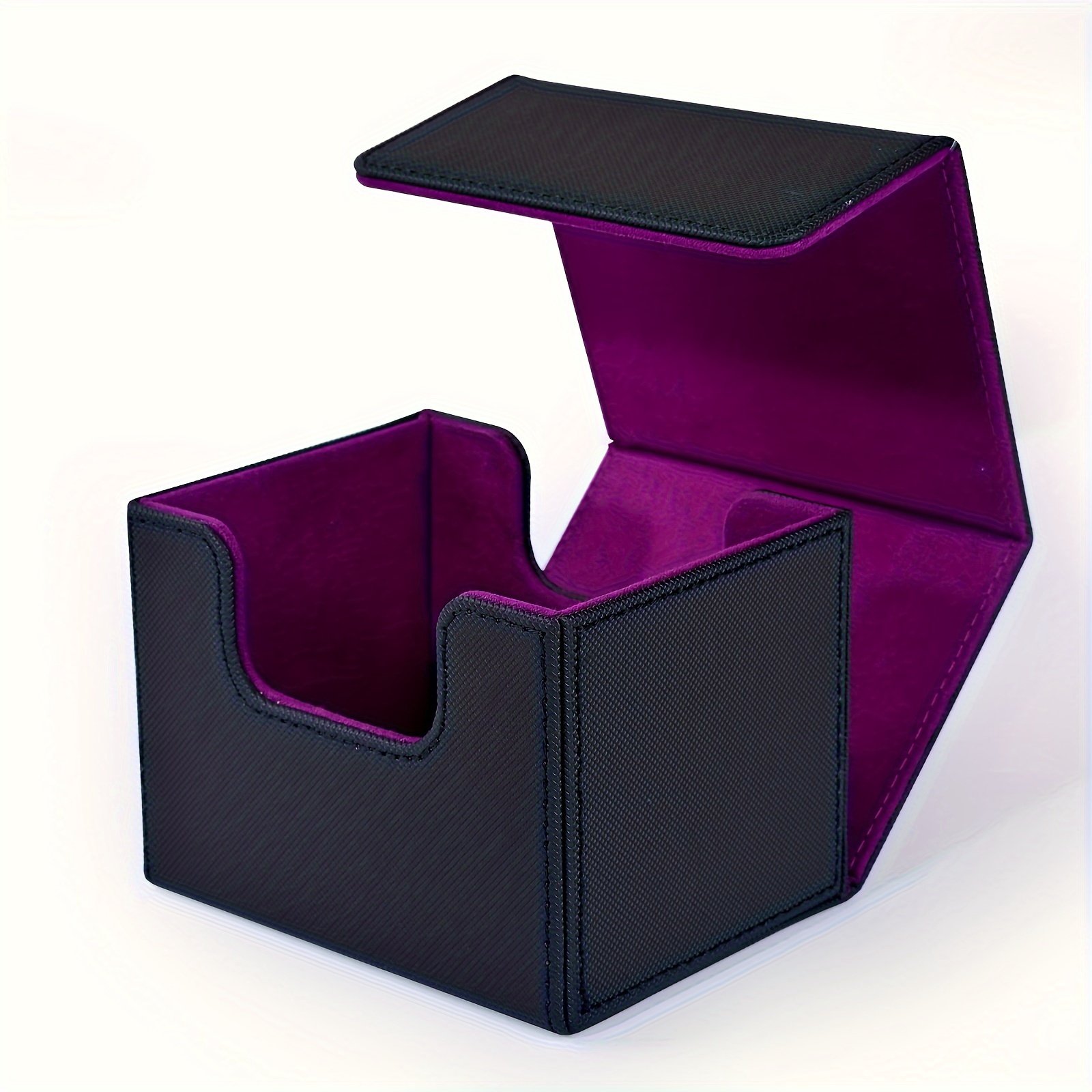 Card Deck Box, Card Storage Box Fits 100 Single Sleeved Cards, PU Leather Strong Magnet Card Deck Case for TCG Cards
